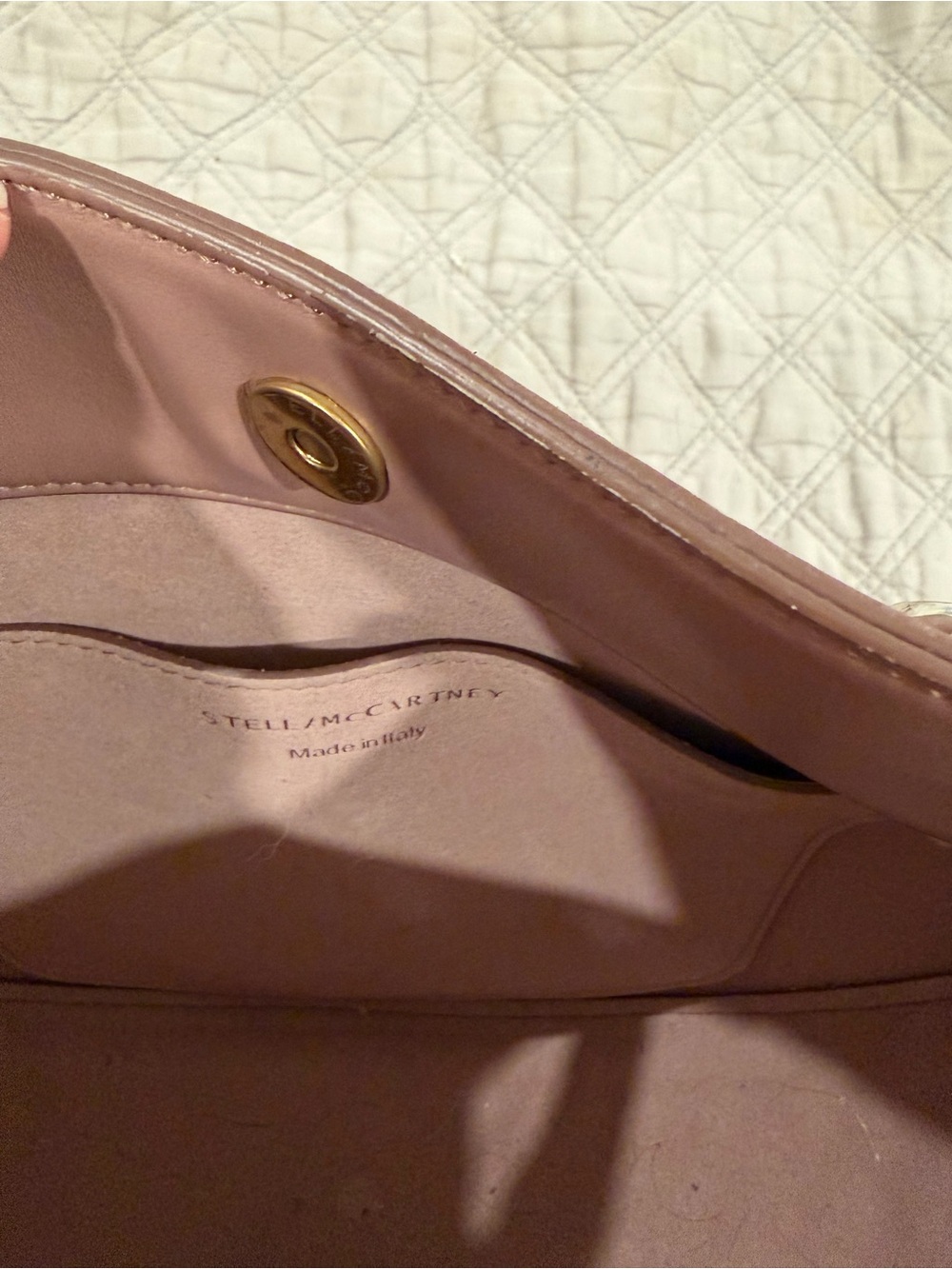 Stella McCartney Frayme Dusty Pink Shoulder Bag with Chunky Two-Tone Chain - Picture 8 of 11